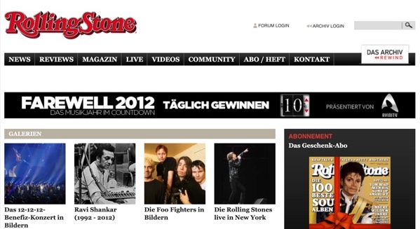 Screenshot of Rolling Stone